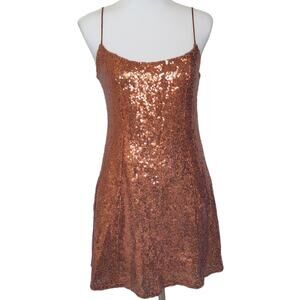 Urban Outfitters Greta sequin mini dress copper bronze brown Large